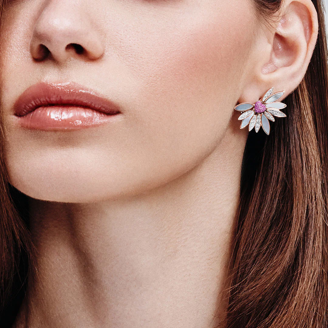 Love Me, Love Me Not Rose Gold Pink Sapphire Earring - Image 4