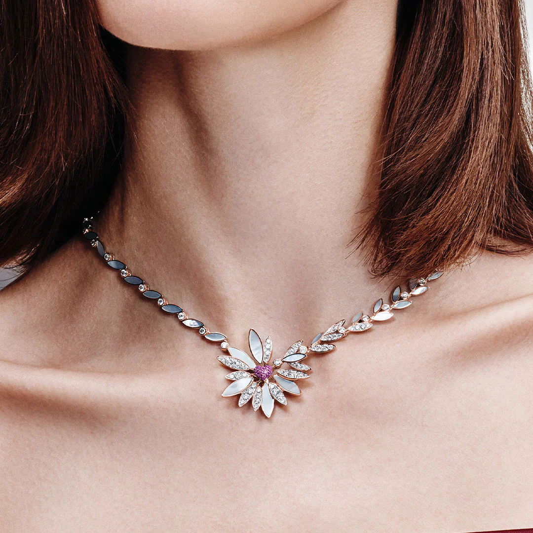 Love Me, Love Me Not Rose Gold Pink Sapphire Necklace - Image 4