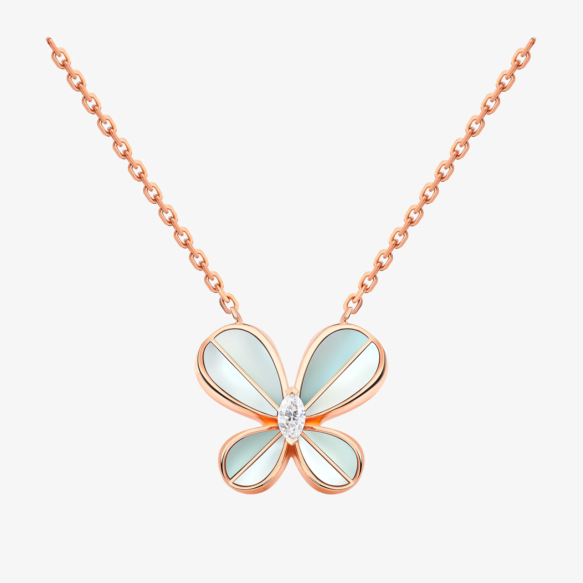 Marquise Butterfly Rose Gold Large Necklace