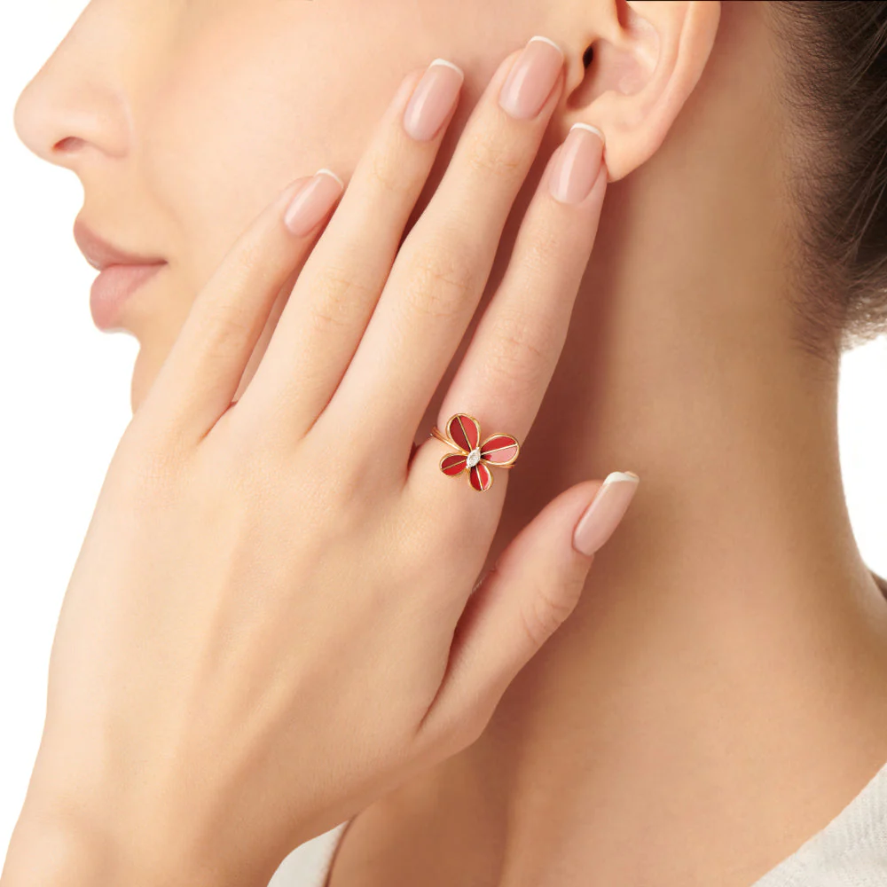 Marquise Butterfly Rose Gold Large Ring - Image 2