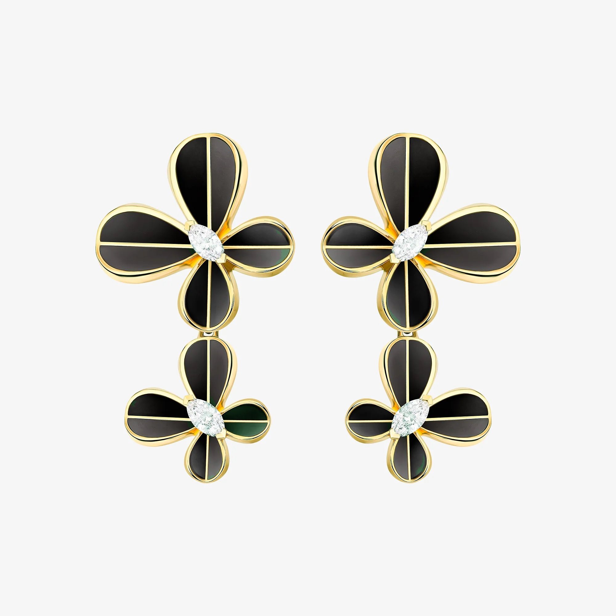 Marquise Butterfly Yellow Gold Dangling Earring