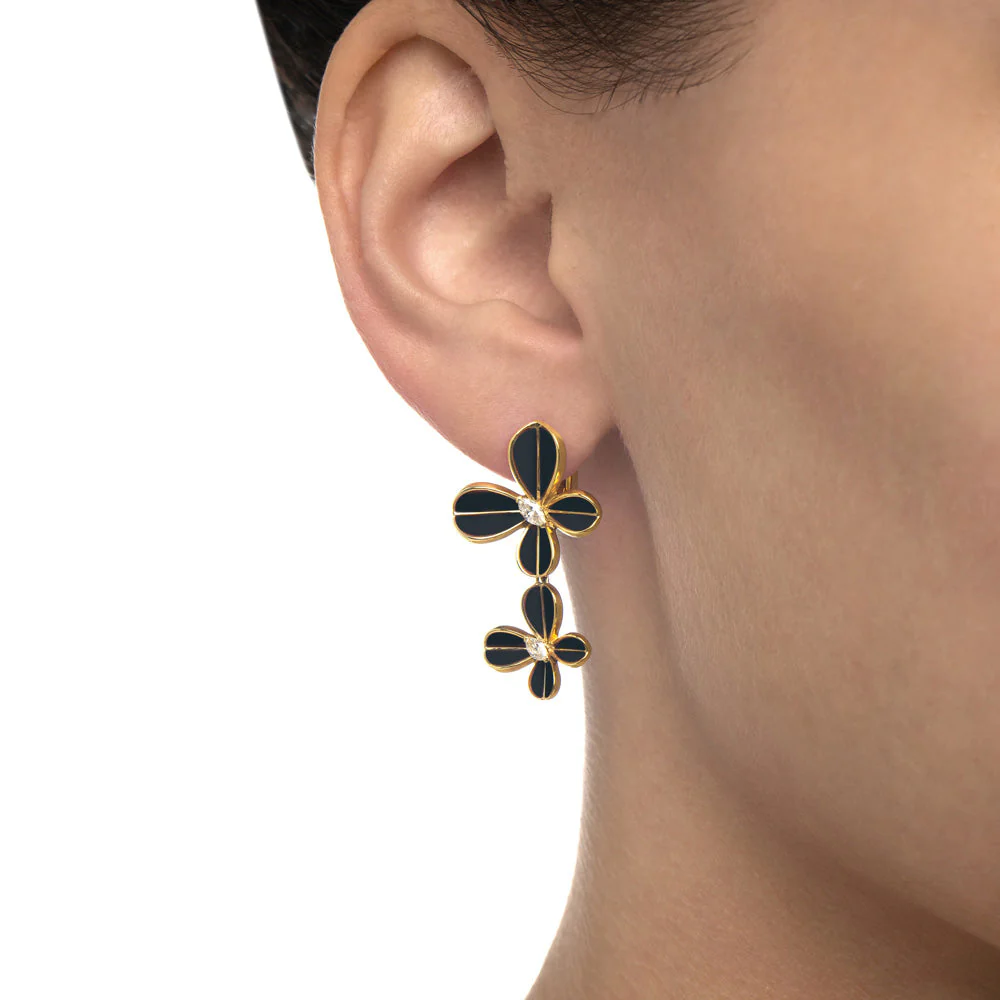 Marquise Butterfly Yellow Gold Dangling Earring - Image 2