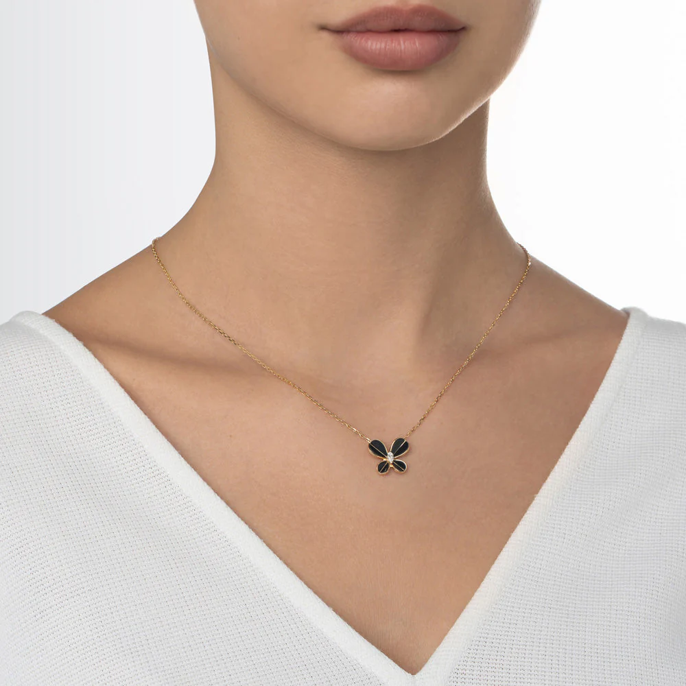 Marquise Butterfly Yellow Gold Large Necklace - Image 2