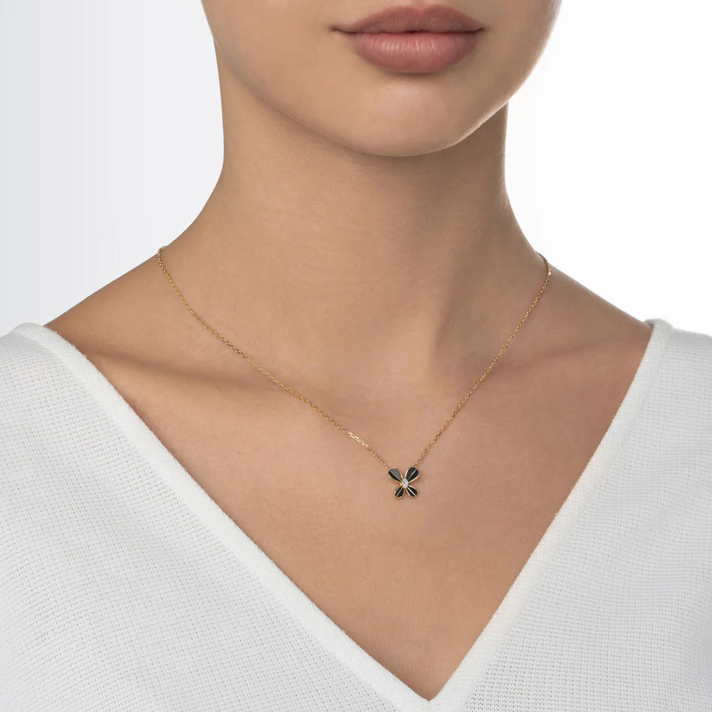Marquise Butterfly Yellow Gold Small Necklace - Image 2