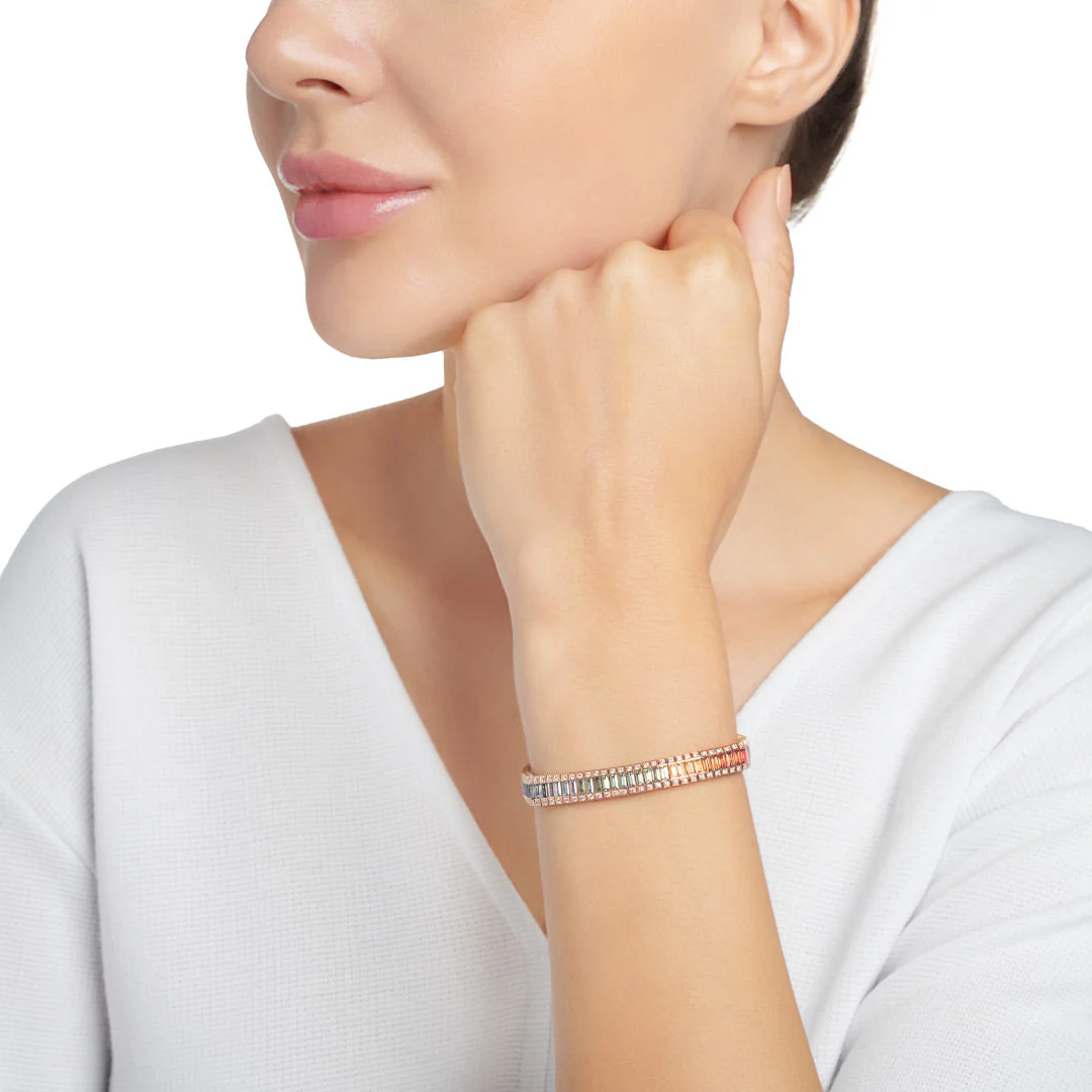 Noor Rose Gold Baguette Sapphire Bracelet - Image 4