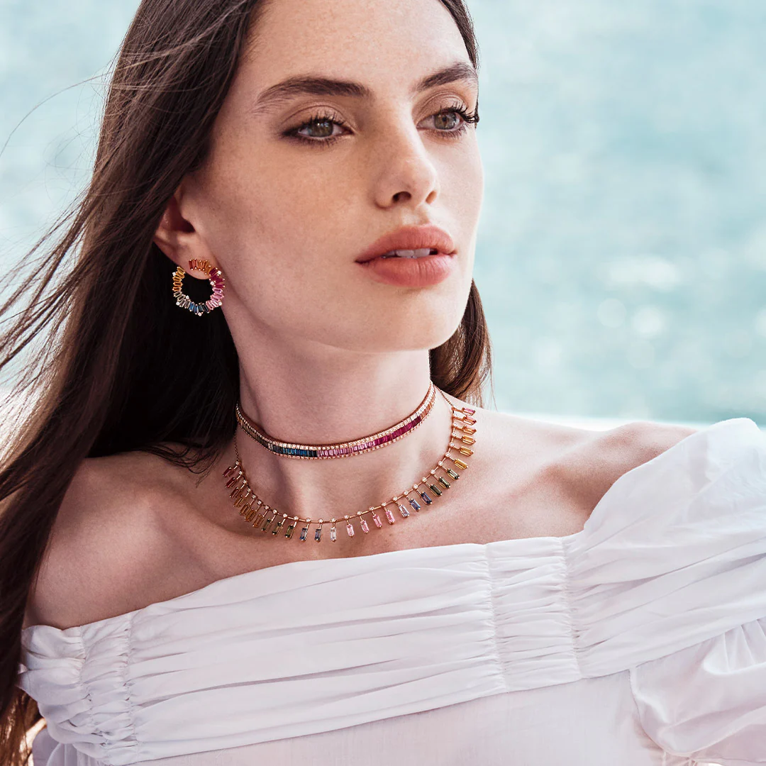 Noor Rose Gold Dangling Choker - Image 3