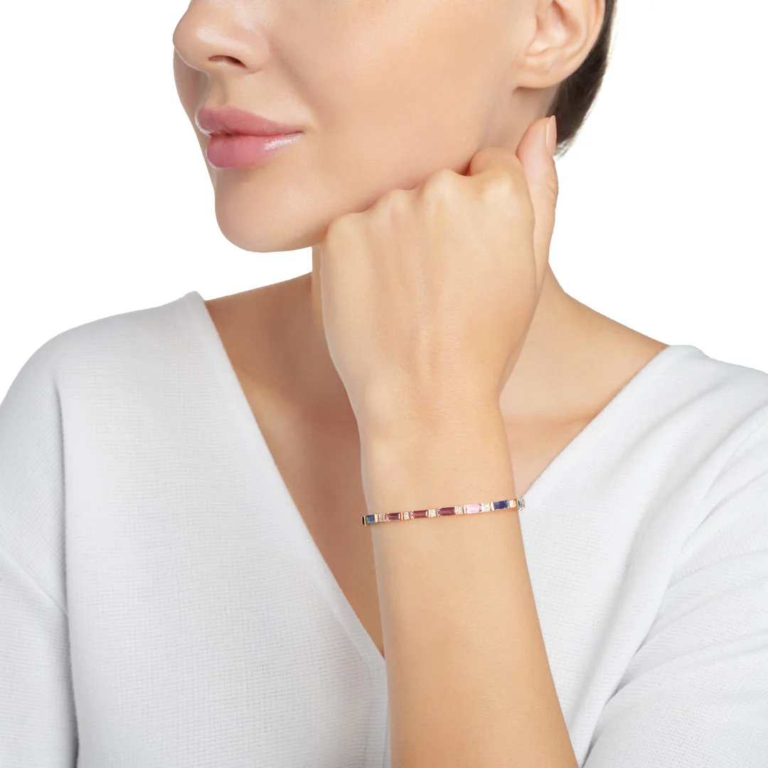 Noor Rose Gold Baguette Sapphire Large Bracelet - Image 4