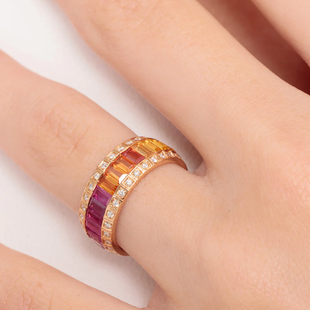 Noor Rose Gold Baguette Sapphire Ring - Image 3
