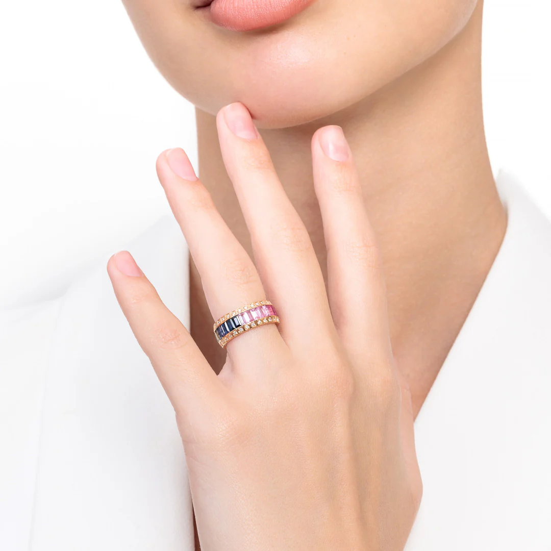 Noor Rose Gold Baguette Sapphire Ring - Image 4