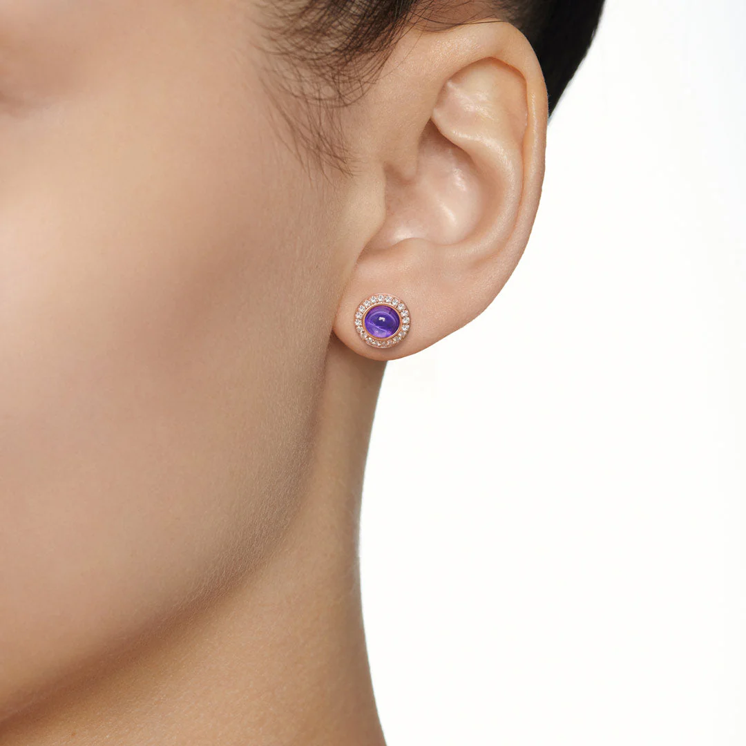Noor Rose Gold Diamond Amethyst Earring - Image 4