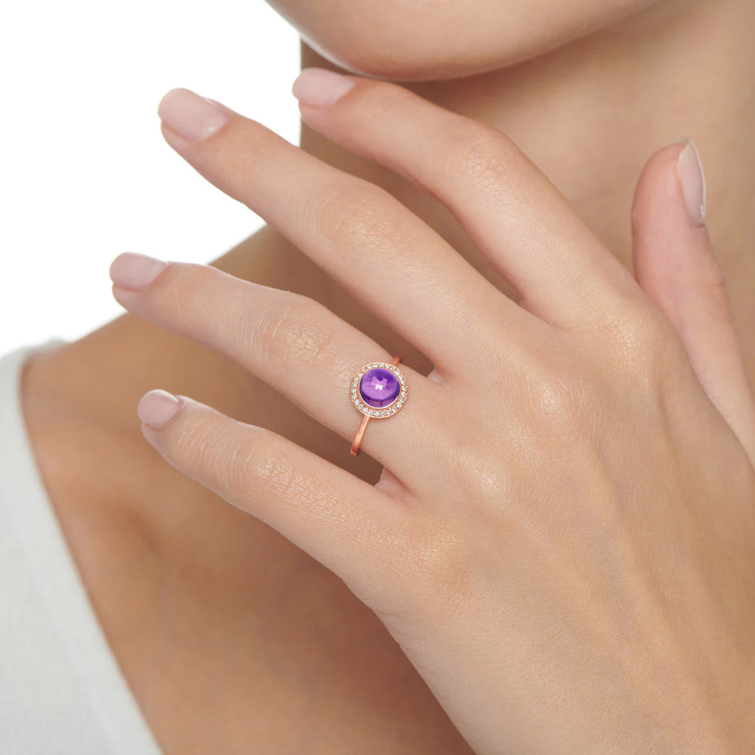 Noor Rose Gold Diamond Amethyst Ring - Image 4