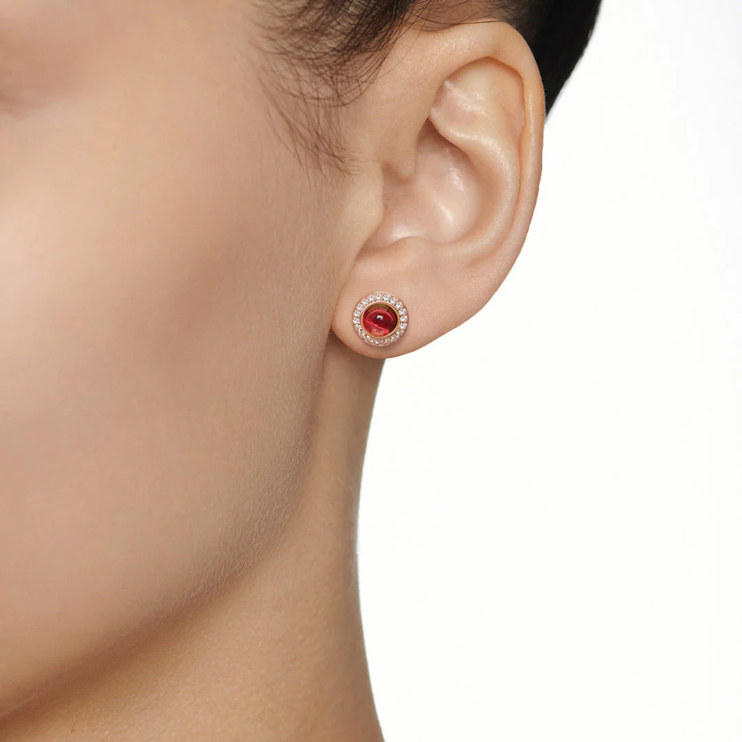 Noor Rose Gold Diamond Rhodolite Earring - Image 3