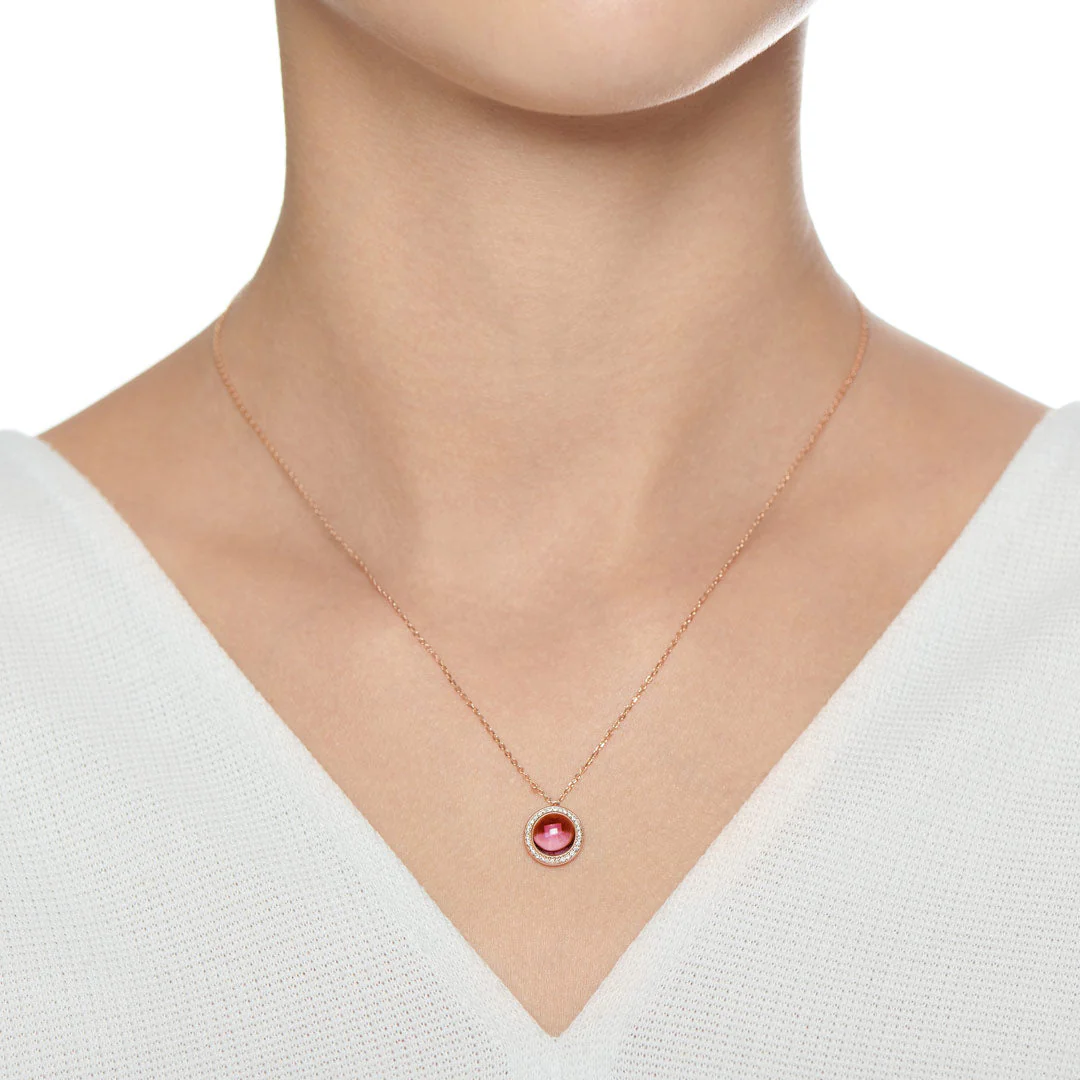 Noor Rose Gold Diamond Rhodolite Necklace - Image 4