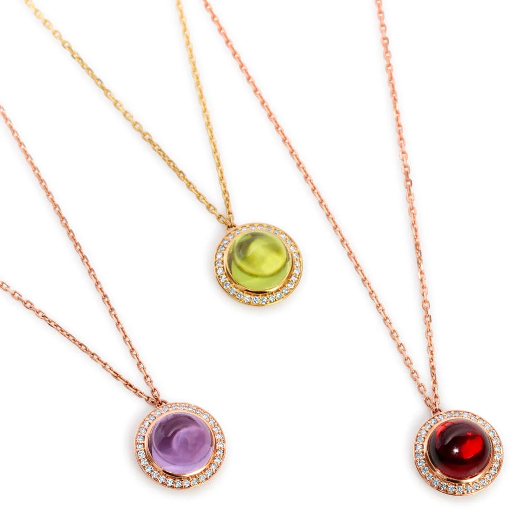 Noor Rose Gold Diamond Rhodolite Necklace - Image 6