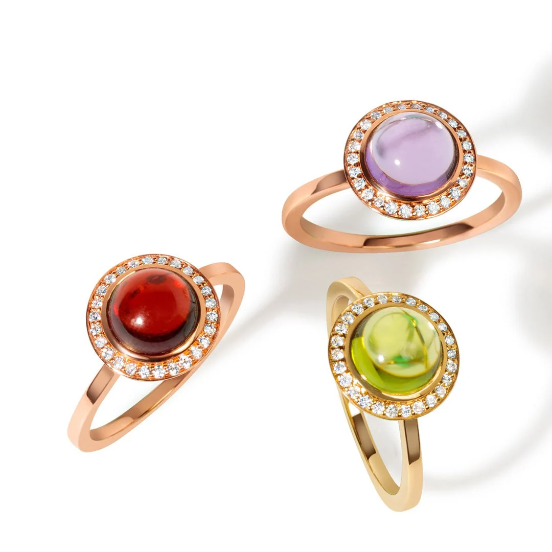 Noor Rose Gold Diamond Rhodolite Ring - Image 3