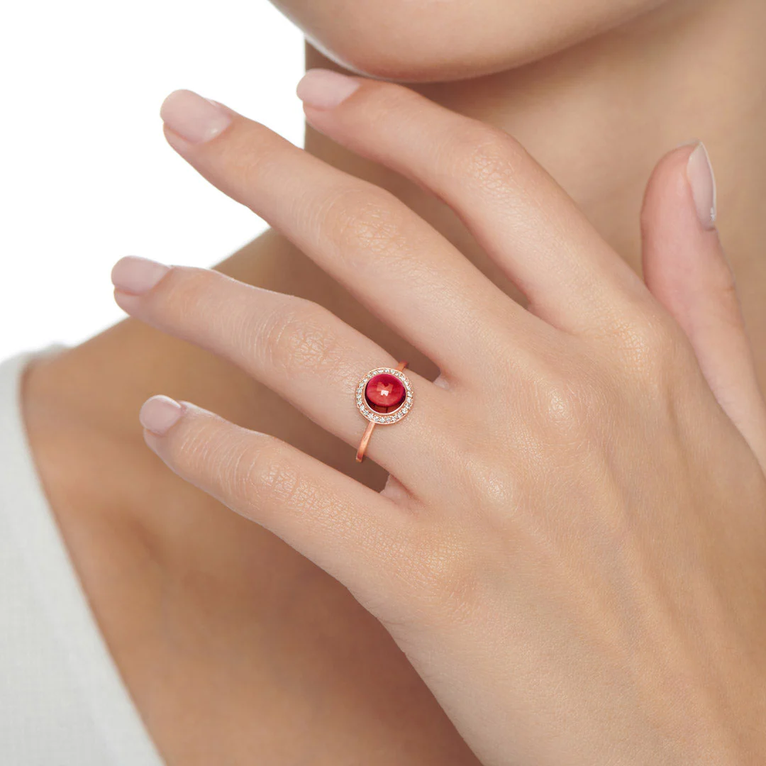 Noor Rose Gold Diamond Rhodolite Ring - Image 4
