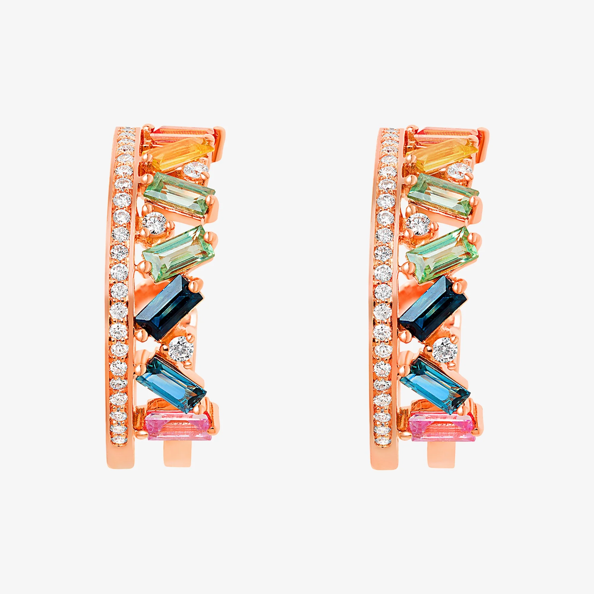Noor Rose Gold Diamond Sapphire Earring - Image 2