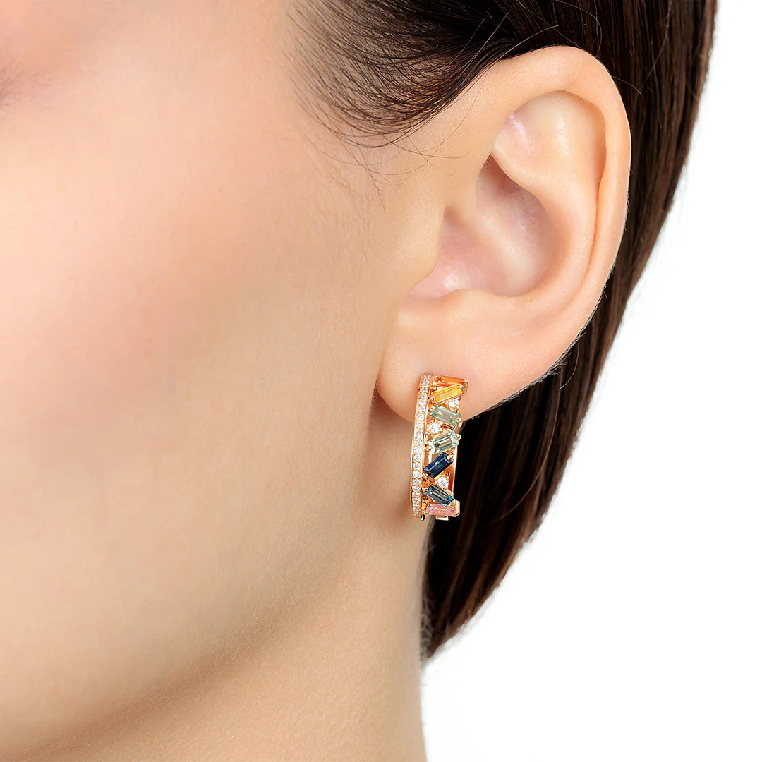 Noor Rose Gold Diamond Sapphire Earring - Image 3