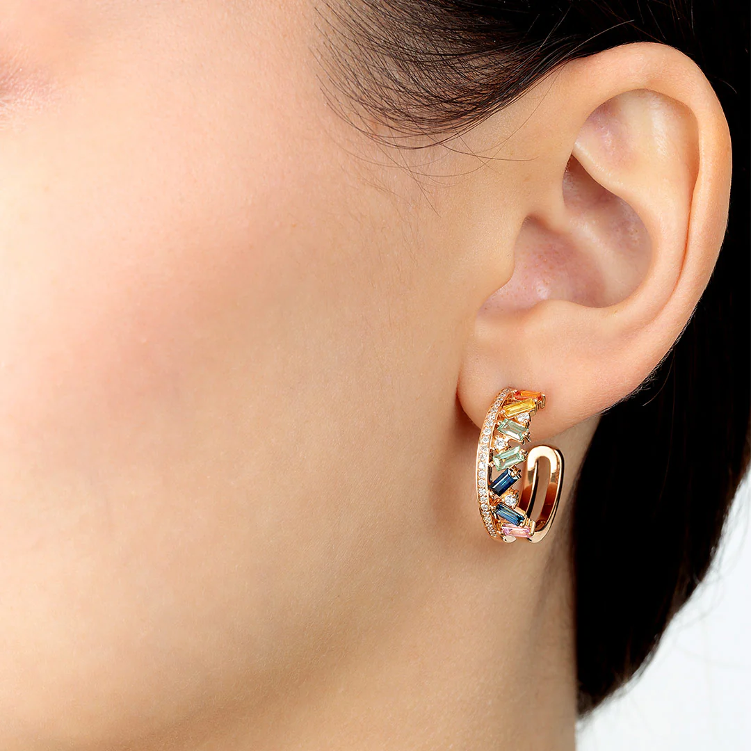 Noor Rose Gold Diamond Sapphire Earring - Image 4