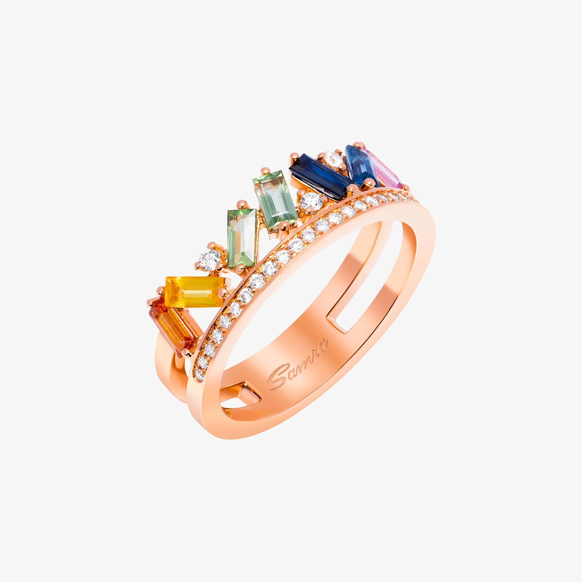 Noor Rose Gold Diamond Sapphire Ring
