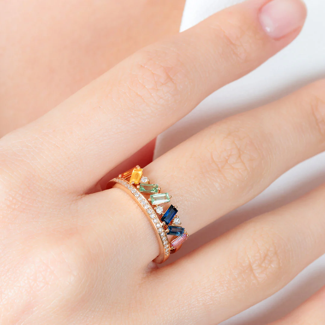 Noor Rose Gold Diamond Sapphire Ring - Image 3