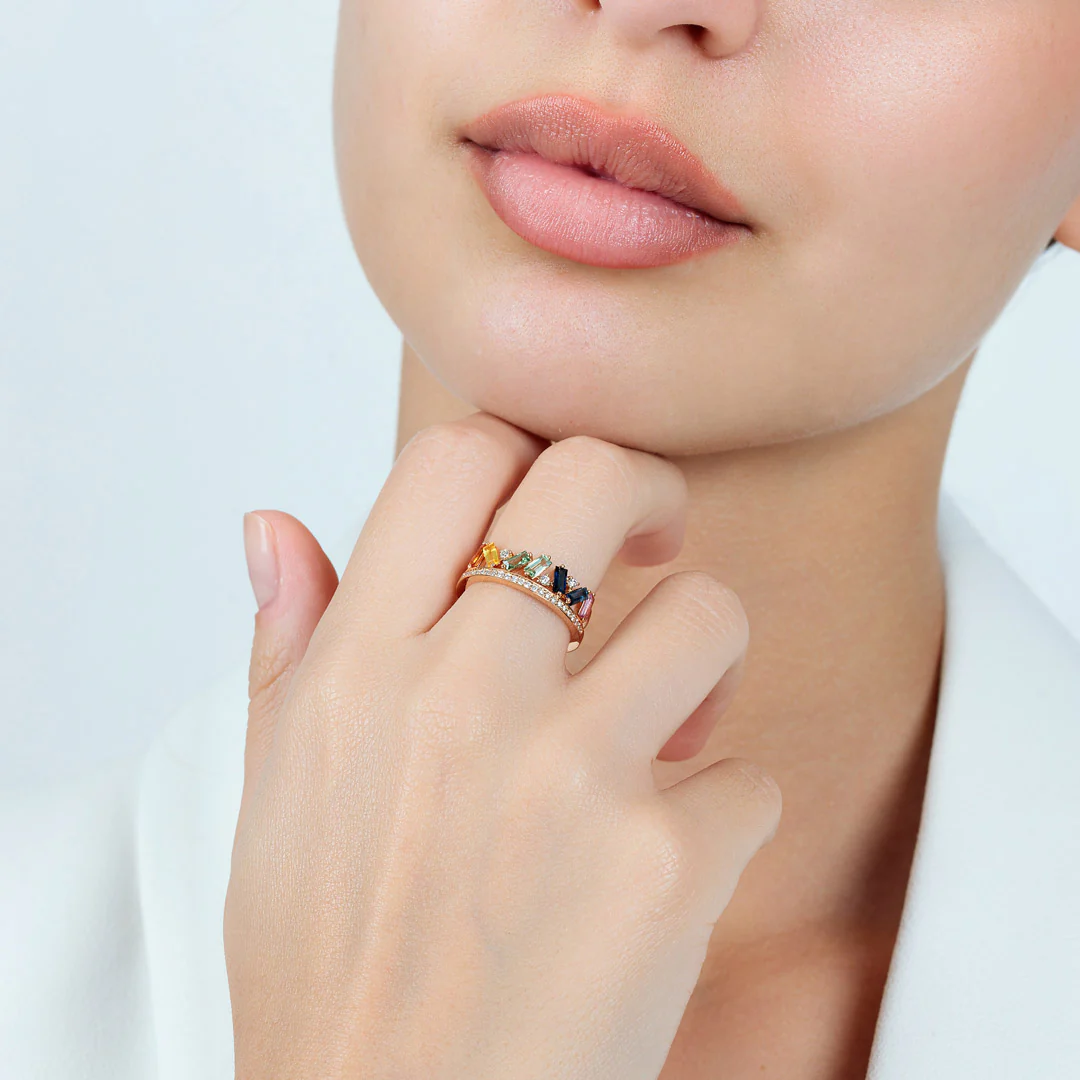 Noor Rose Gold Diamond Sapphire Ring - Image 4
