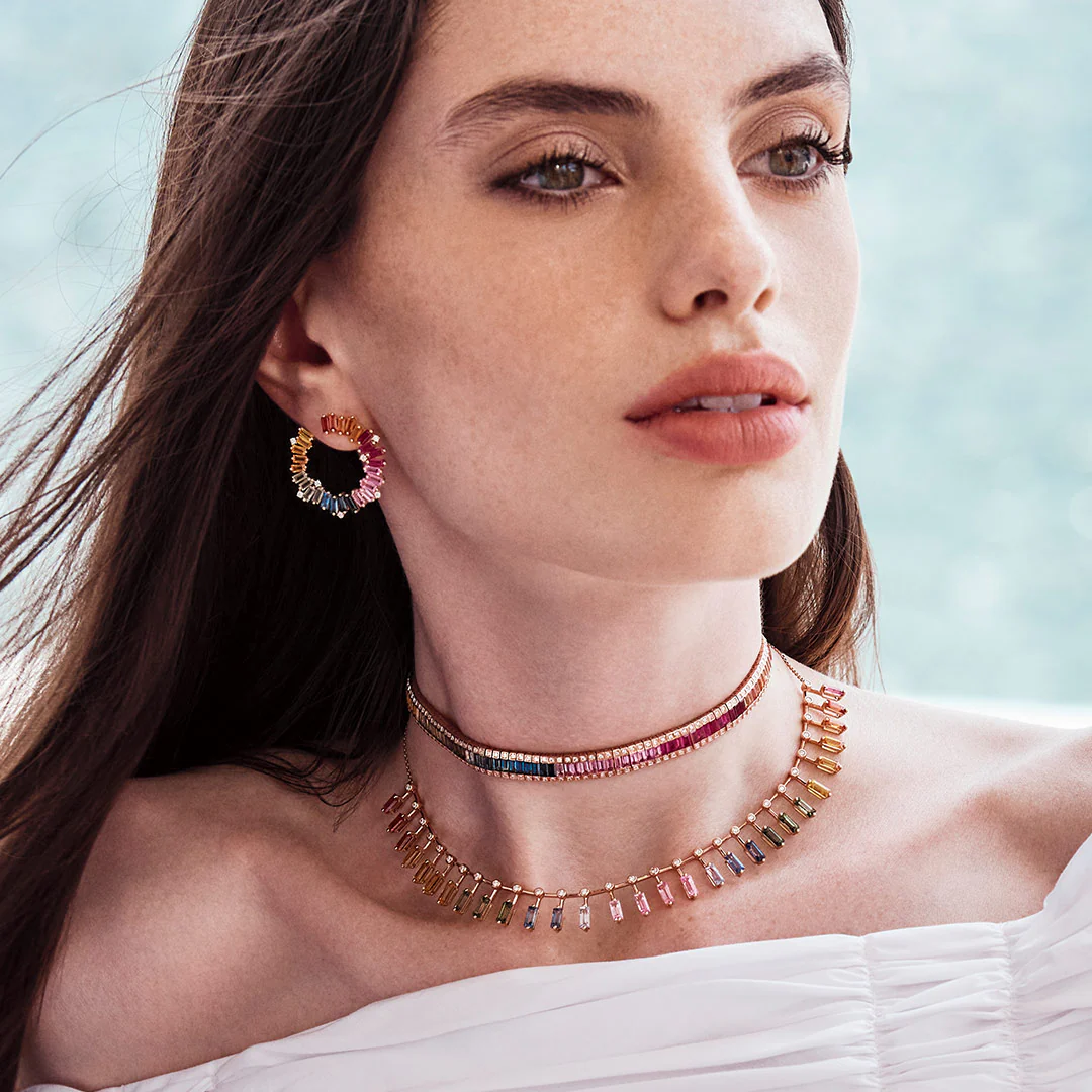 Noor Rose Gold Sapphire Earring - Image 4