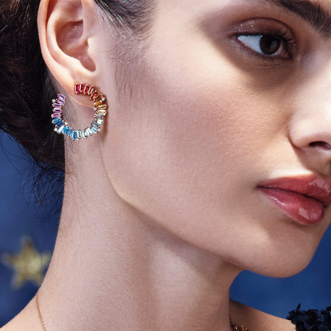 Noor Rose Gold Sapphire Earring - Image 5