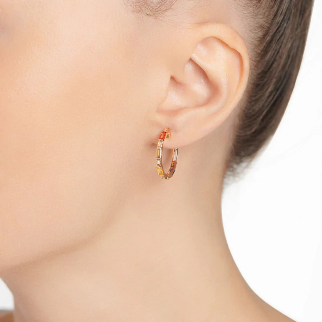 Noor Rose Gold Sapphire Small Hoop Earring - Image 3