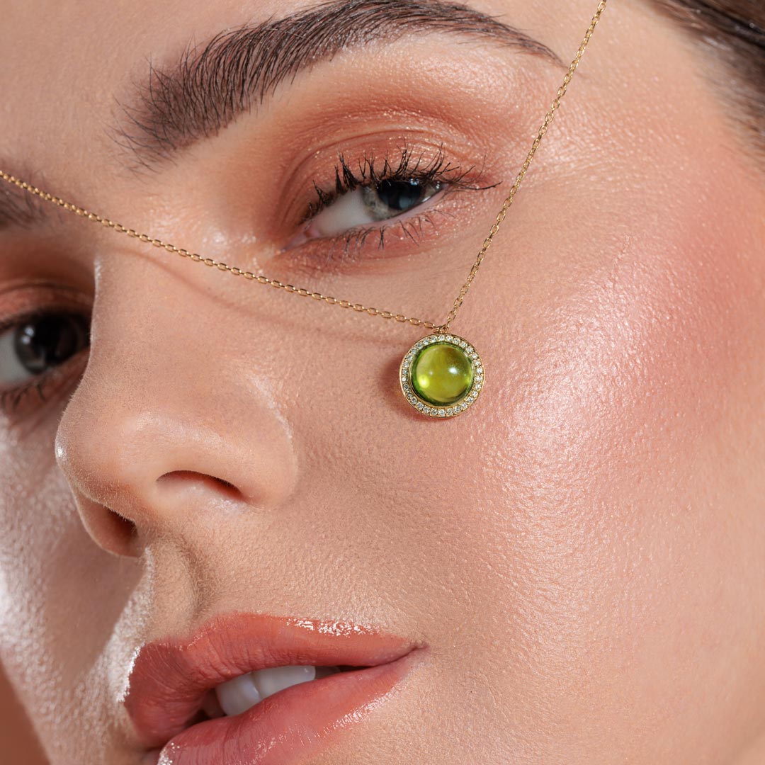 Noor Yellow Gold Diamond Peridot Necklace - Image 3