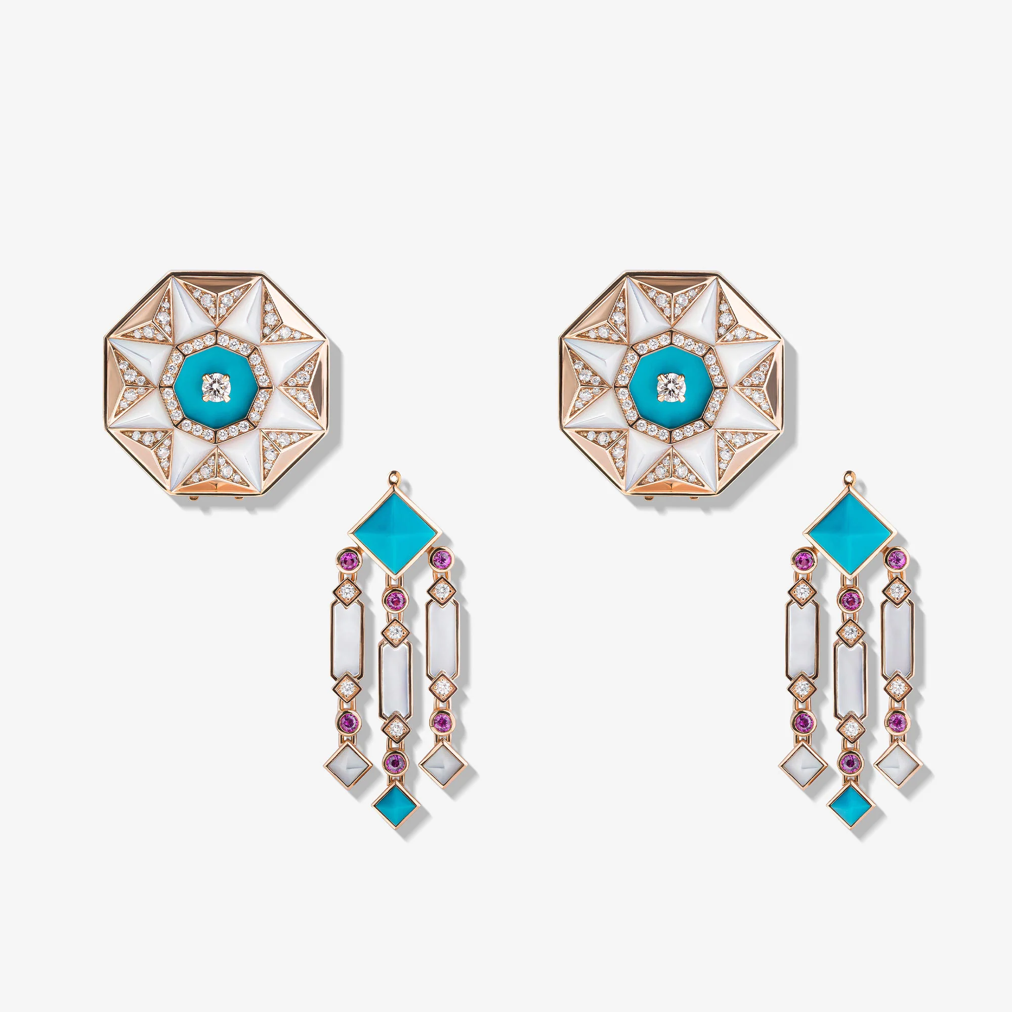 Sarh Kayan Turath Turquoise & Mother of Pearl Earrings