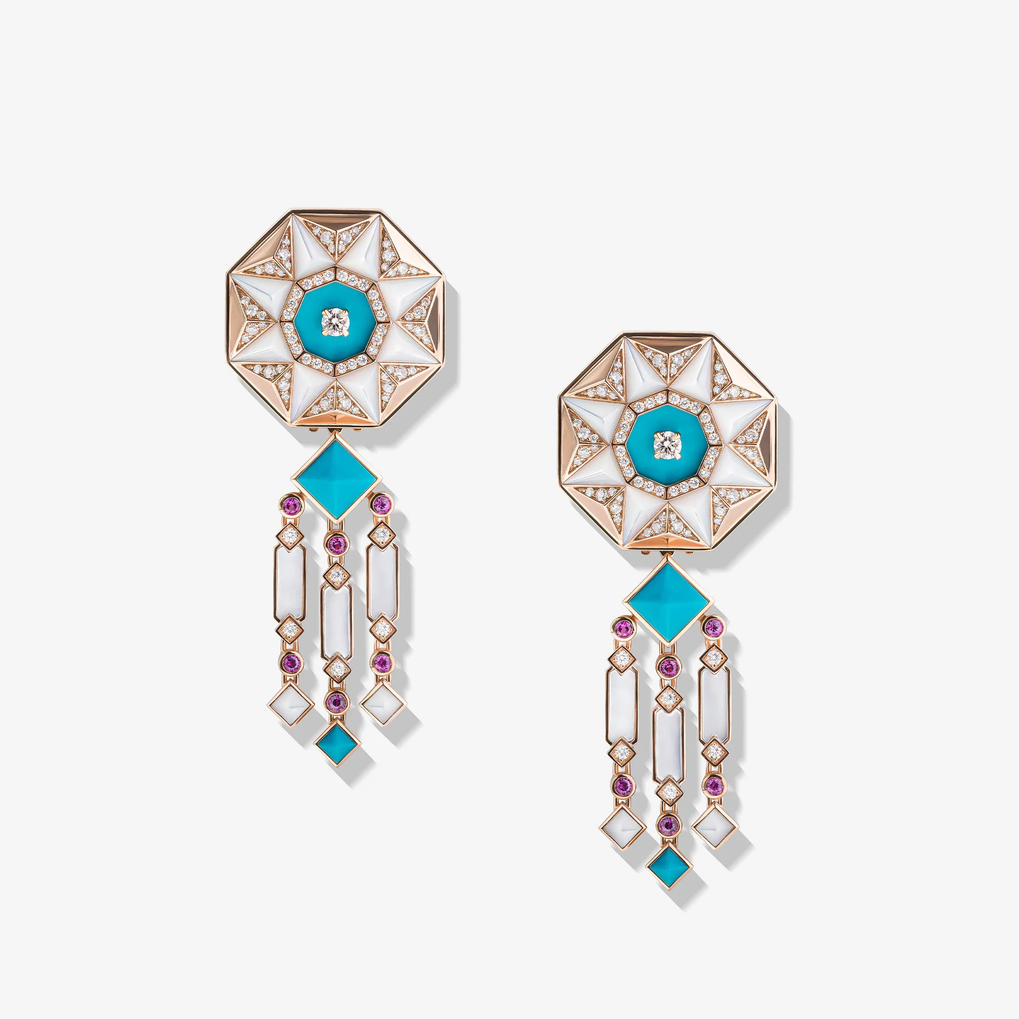 Sarh Kayan Turath Turquoise & Mother of Pearl Earrings - Image 2