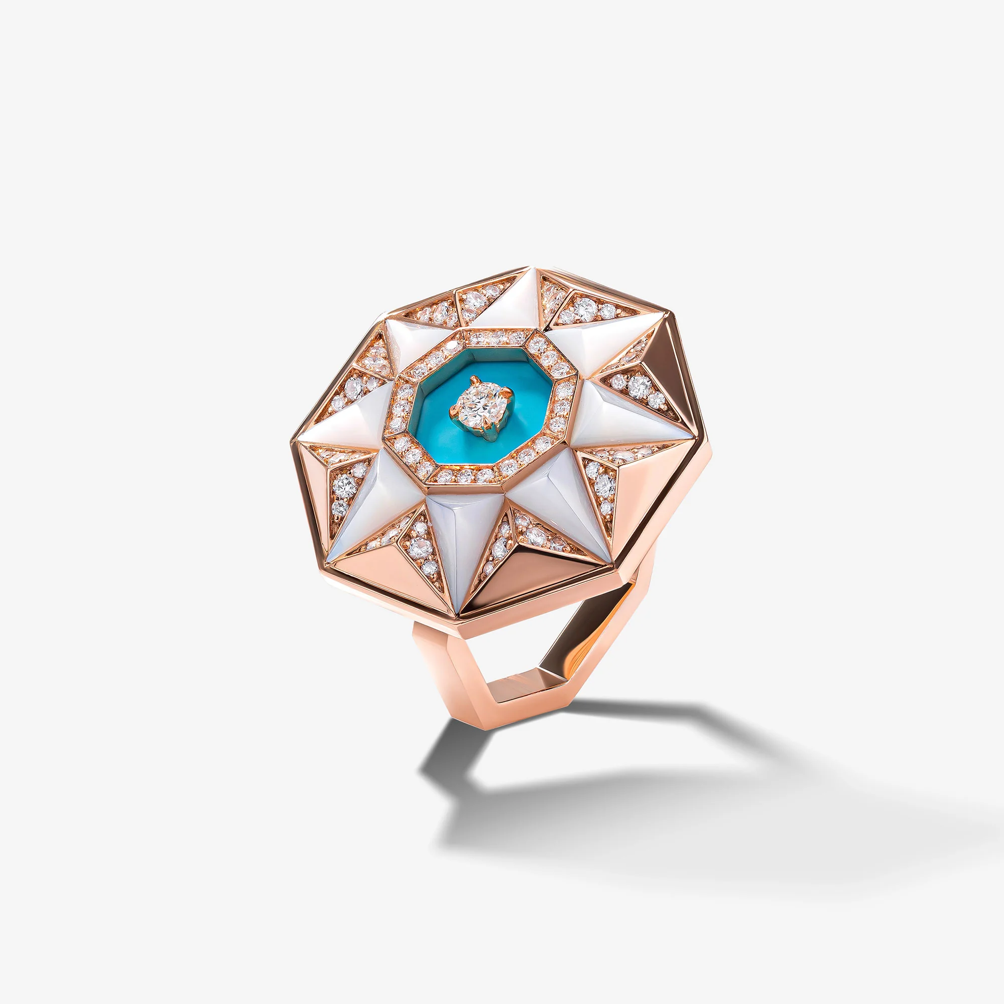 Sarh Kayan Turath Turquoise & Mother of Pearl Ring