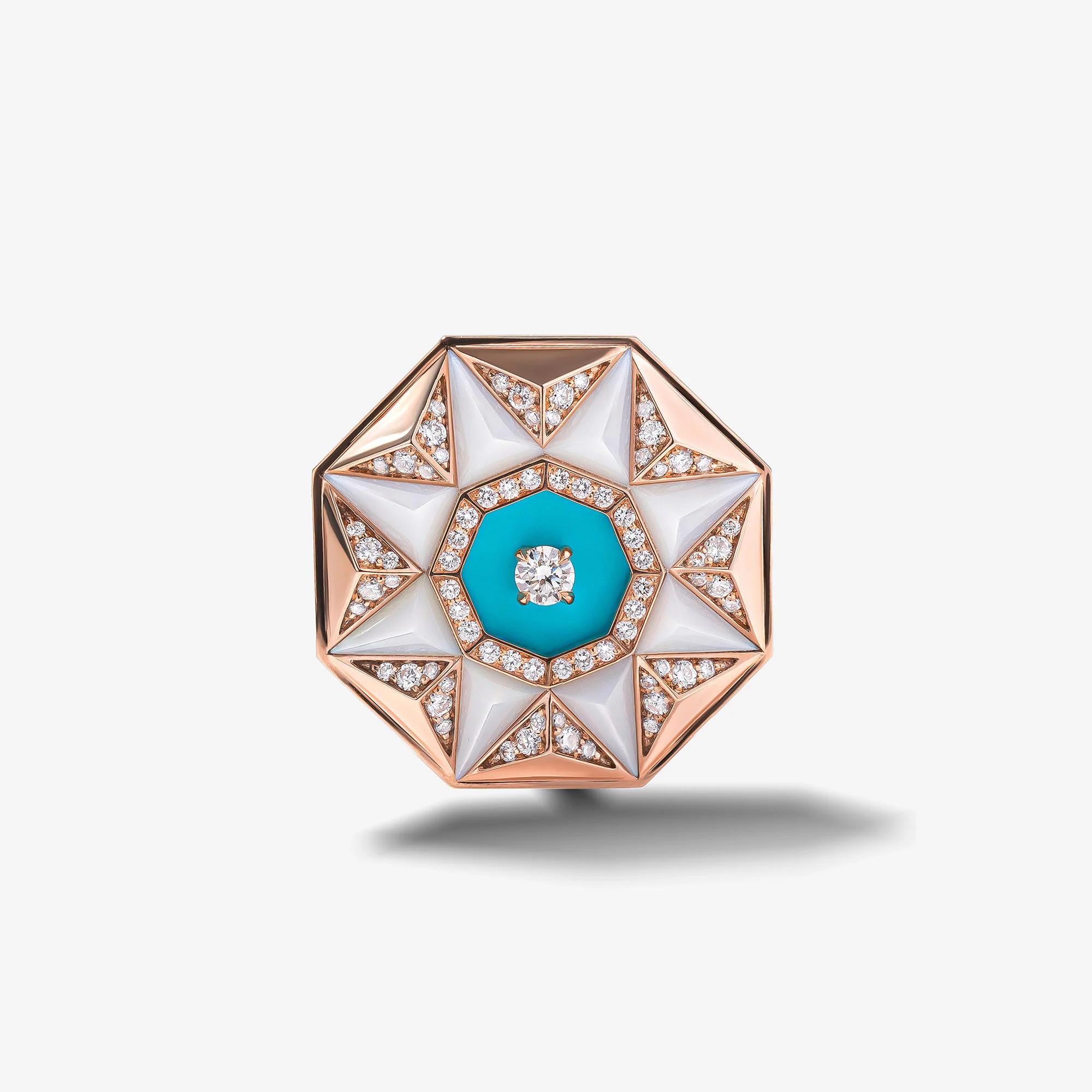 Sarh Kayan Turath Turquoise & Mother of Pearl Ring - Image 2