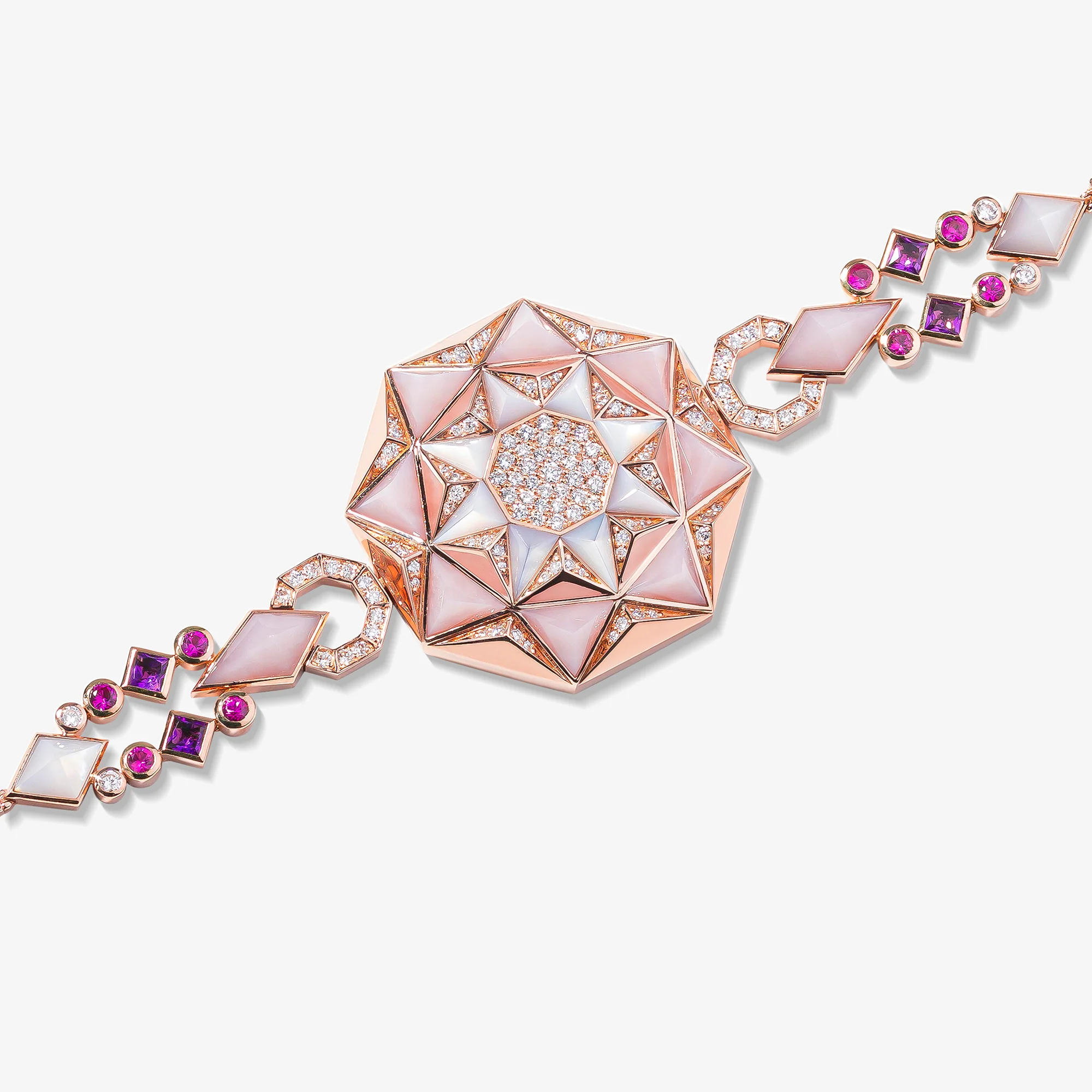 Sarh Turath Pink Opal & White Mother of Pearl Bracelet - Image 3