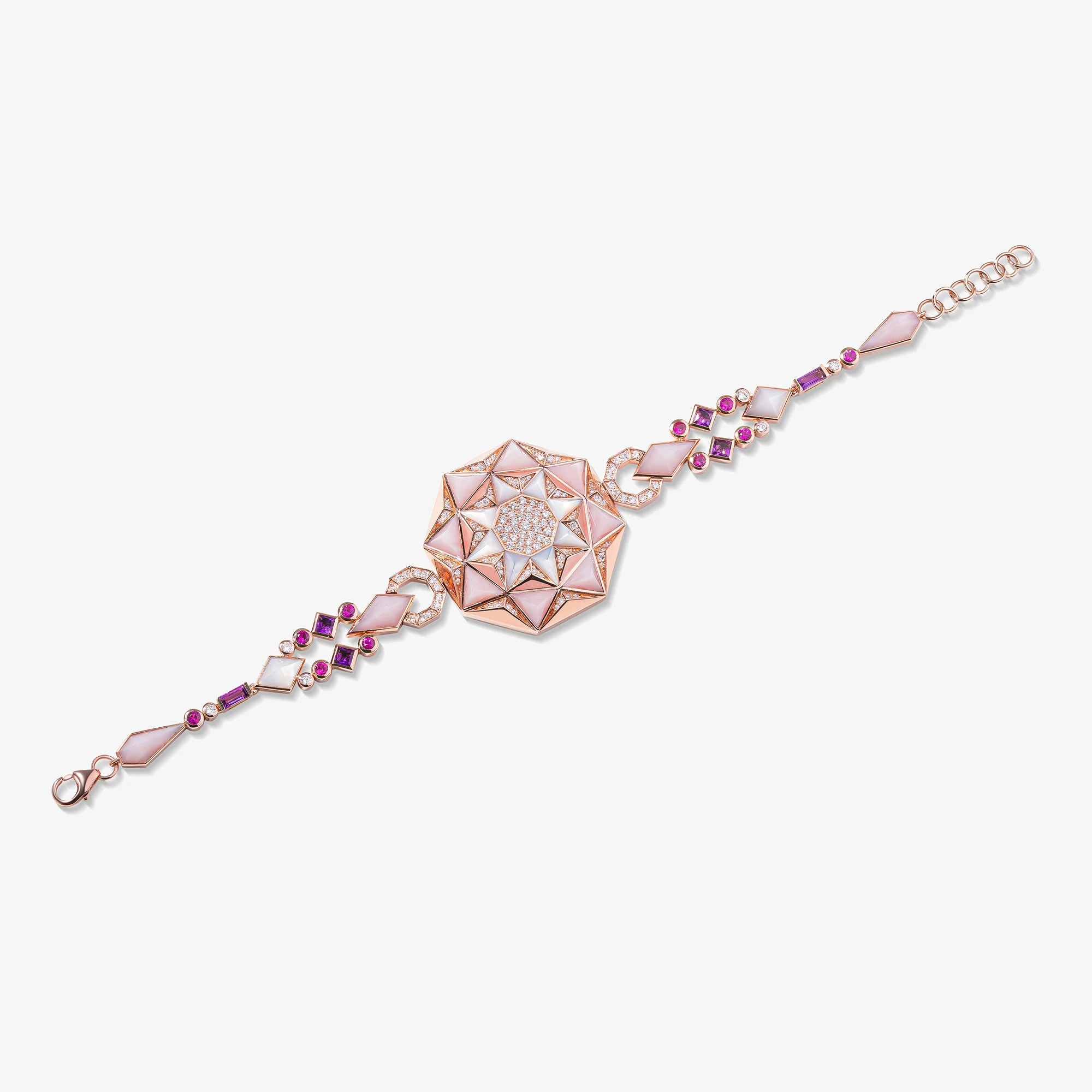 Sarh Turath Pink Opal & White Mother of Pearl Bracelet - Image 5
