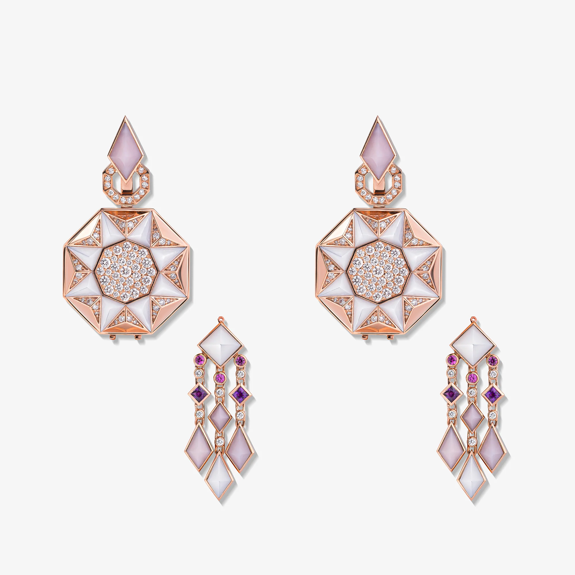 Sarh Turath Pink Opal & White Mother of Pearl Earrings