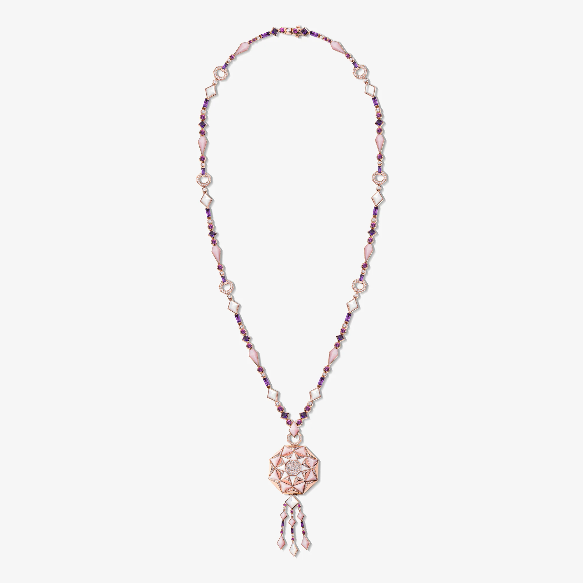 Sarh Turath Pink Opal & White Mother of Pearl Necklace