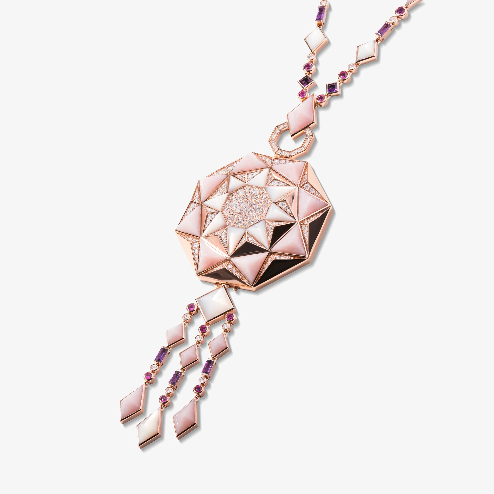Sarh Turath Pink Opal & White Mother of Pearl Necklace - Image 3