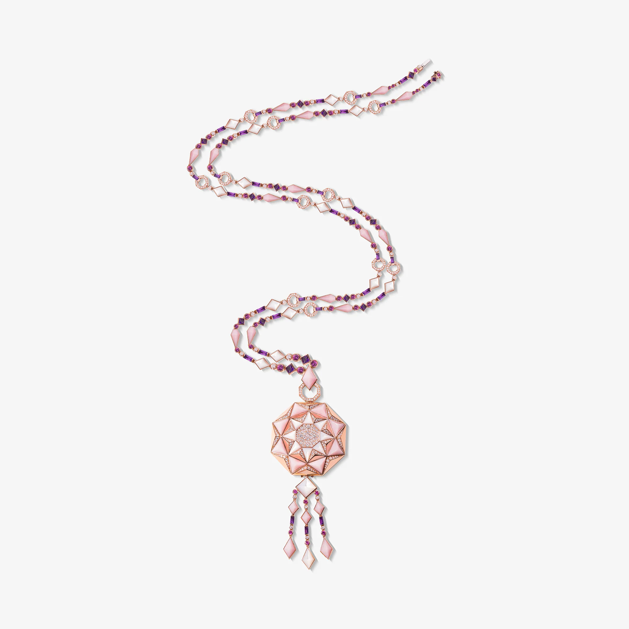 Sarh Turath Pink Opal & White Mother of Pearl Necklace - Image 6