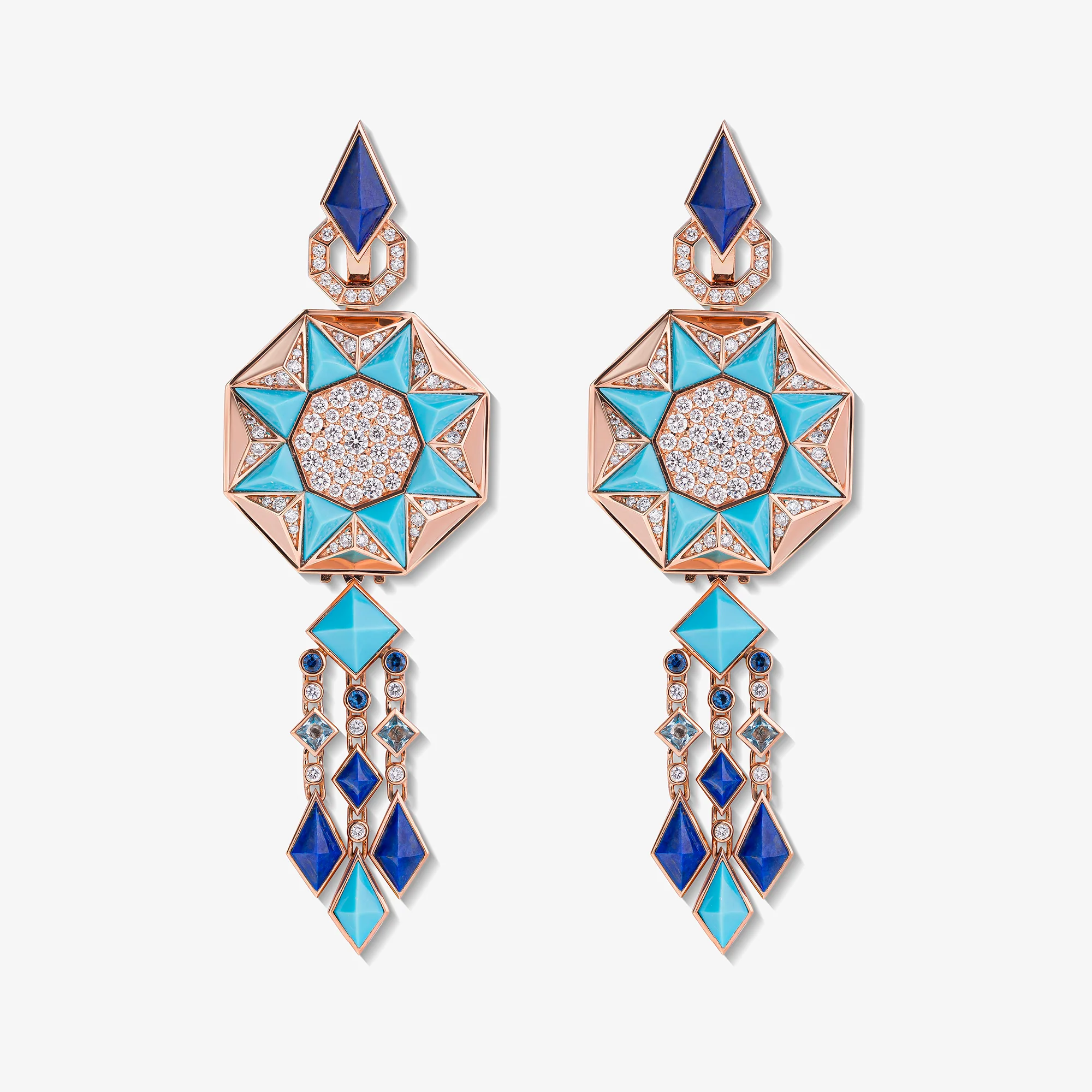Sarh Turath Turquoise & Lapis Earrings - Image 3