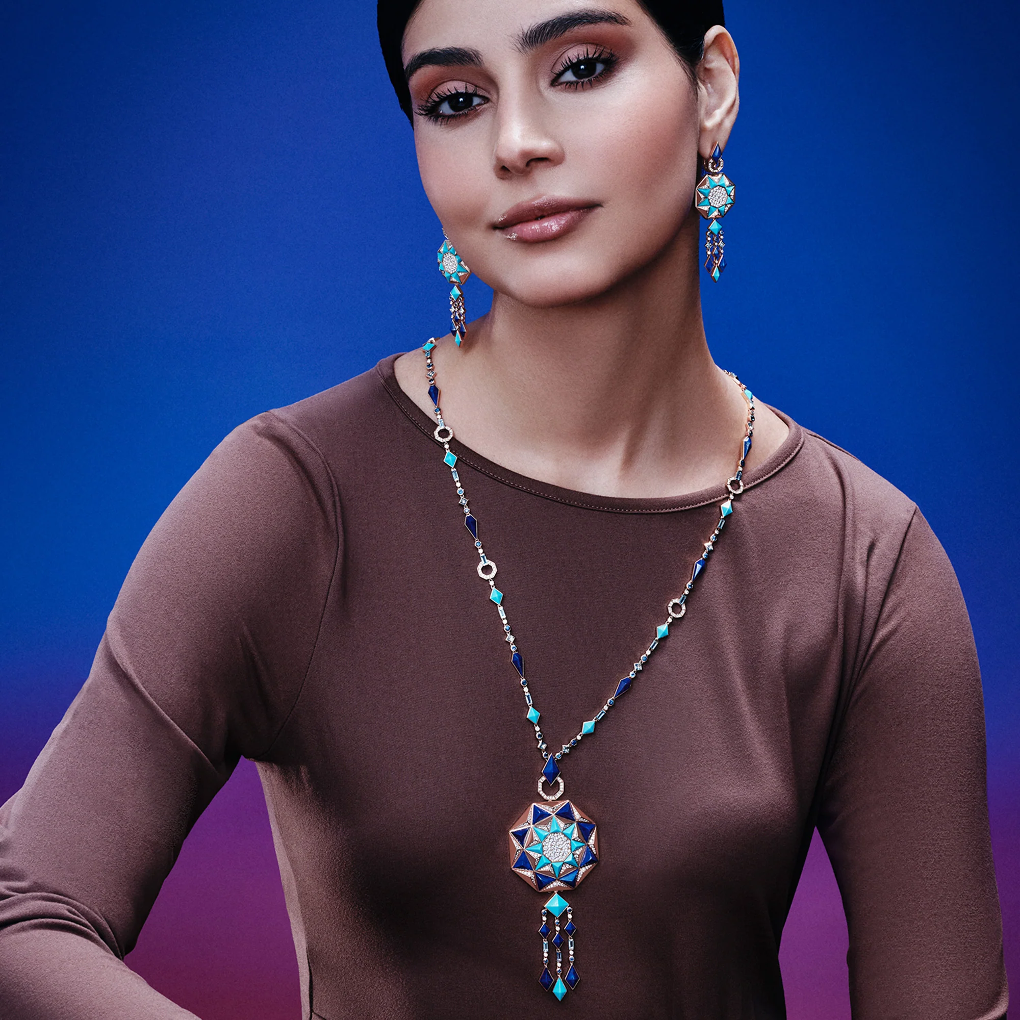 Sarh Turath Turquoise & Lapis Necklace - Image 2
