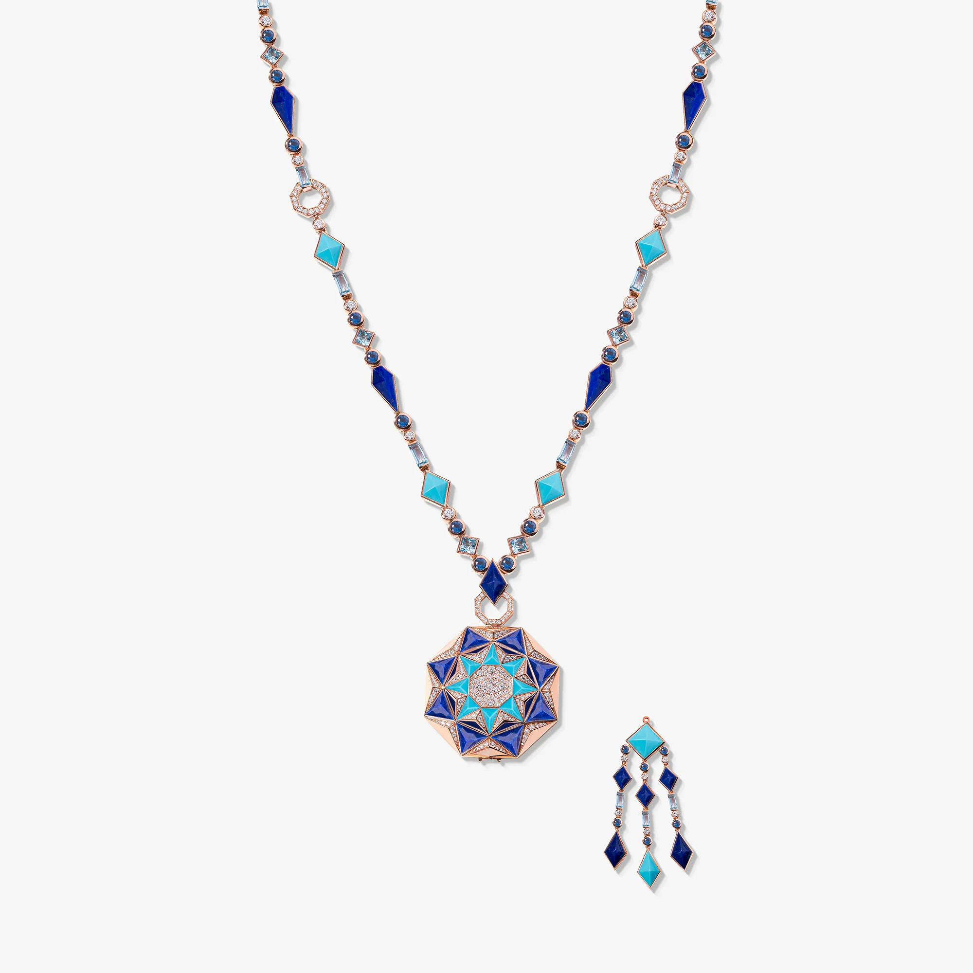 Sarh Turath Turquoise & Lapis Necklace - Image 3