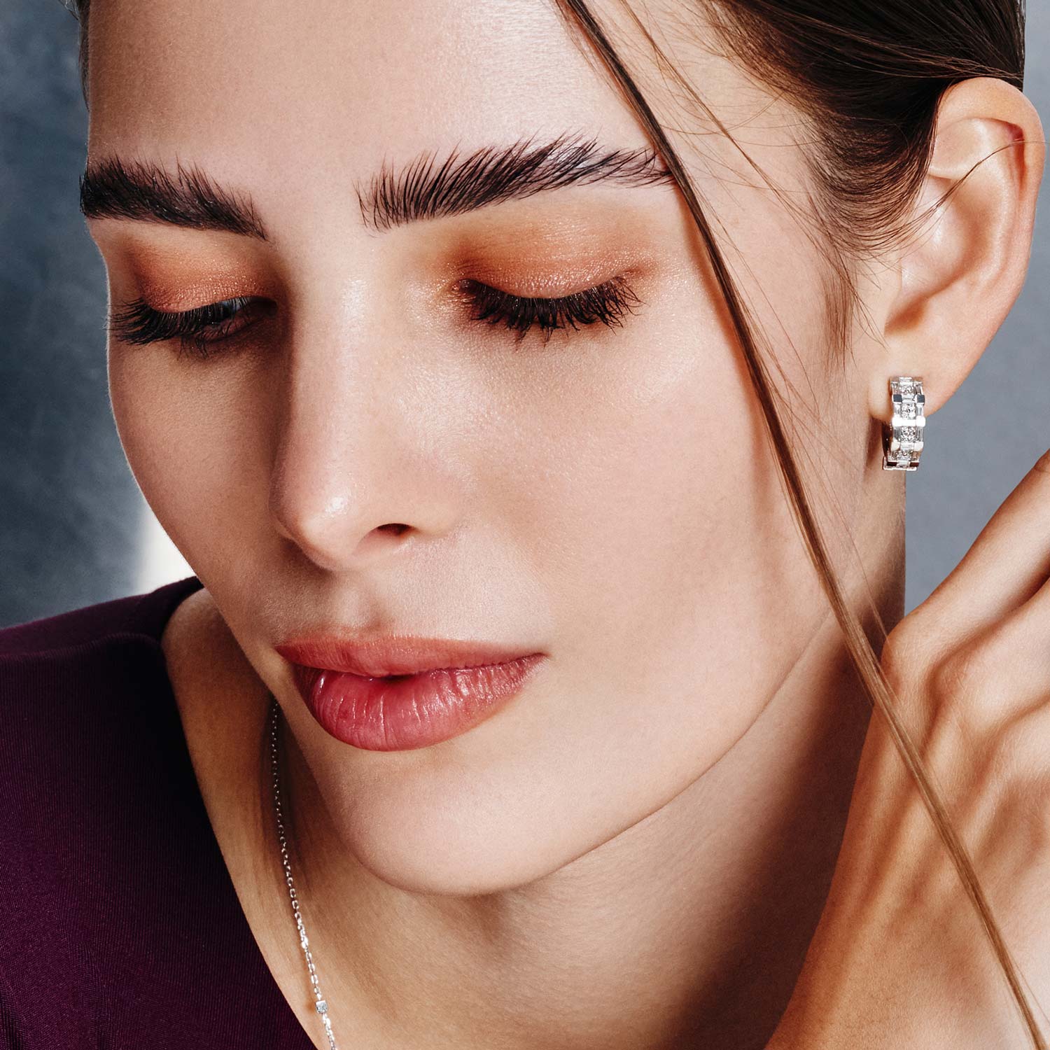 Splendore White Gold Diamond Hoop Earring - Image 2