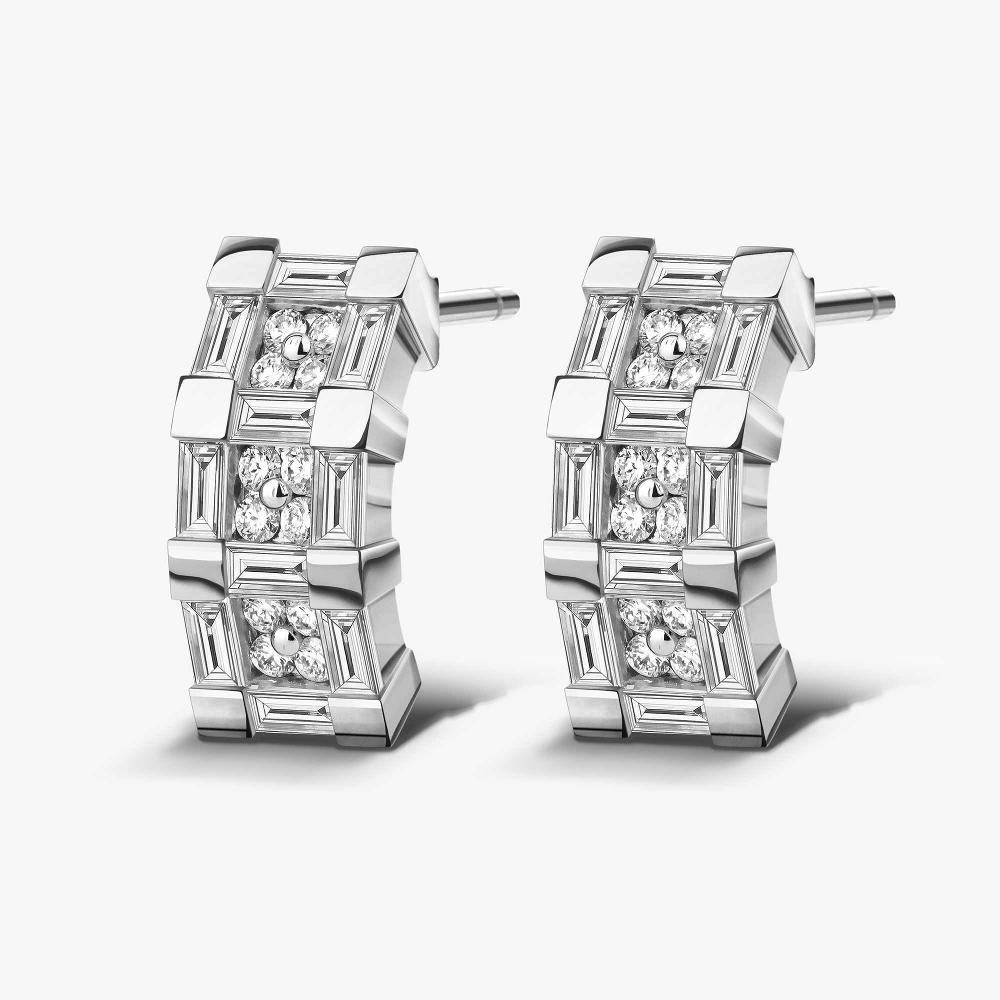 Splendore White Gold Diamond Huggie Hoop Earring