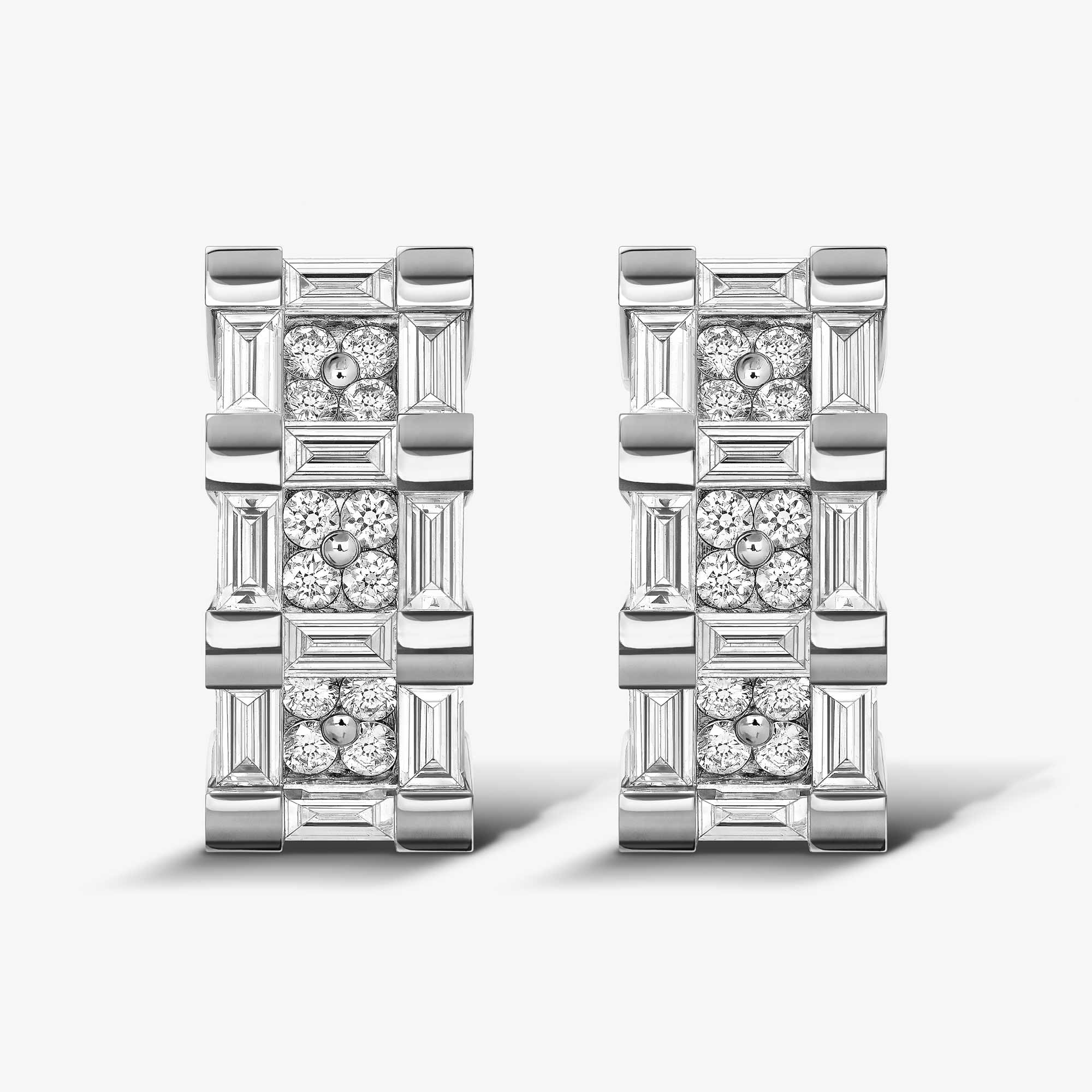 Splendore White Gold Diamond Huggie Hoop Earring - Image 2