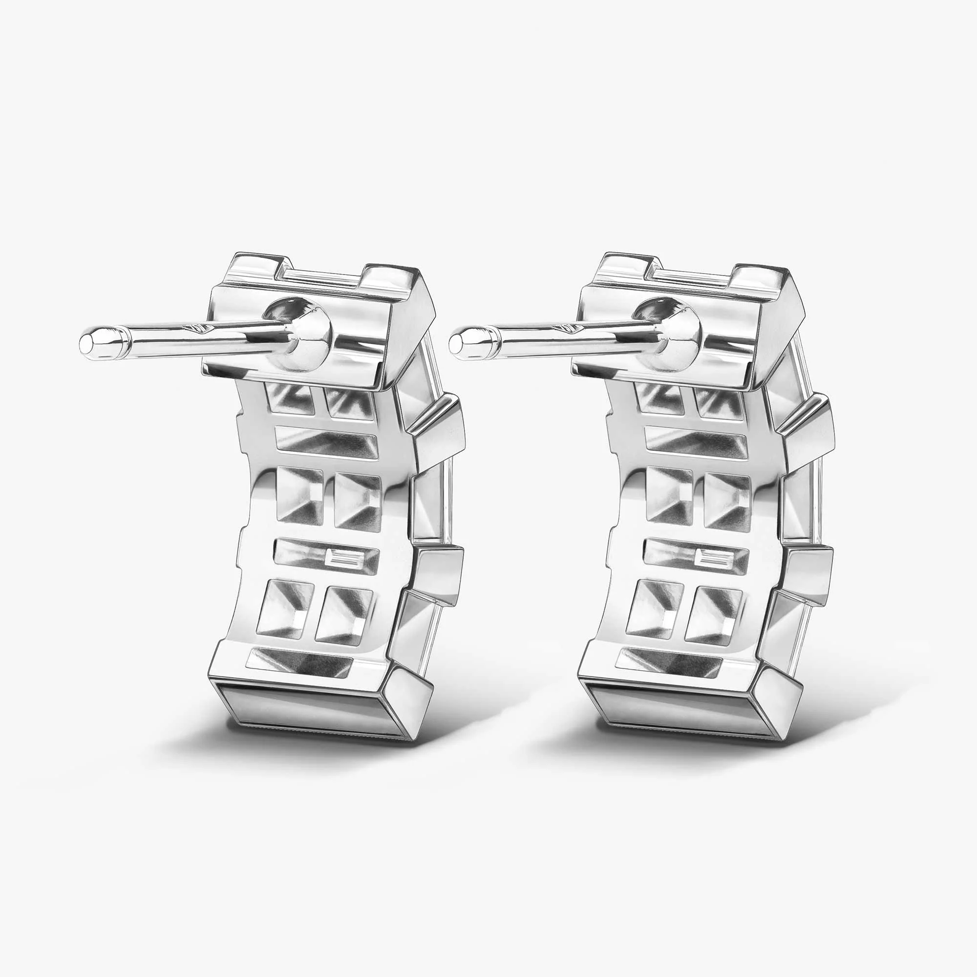 Splendore White Gold Diamond Huggie Hoop Earring - Image 3