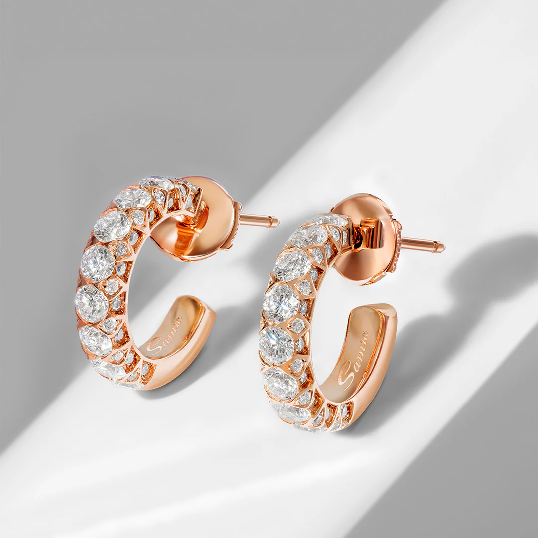 Thalj Rose Gold Diamond Hoop Earring - Image 2