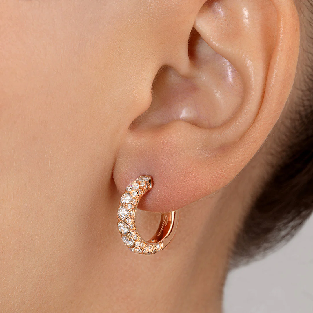 Thalj Rose Gold Diamond Hoop Earring - Image 4