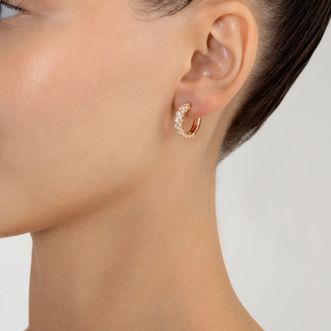 Thalj Rose Gold Diamond Hoop Earring - Image 5